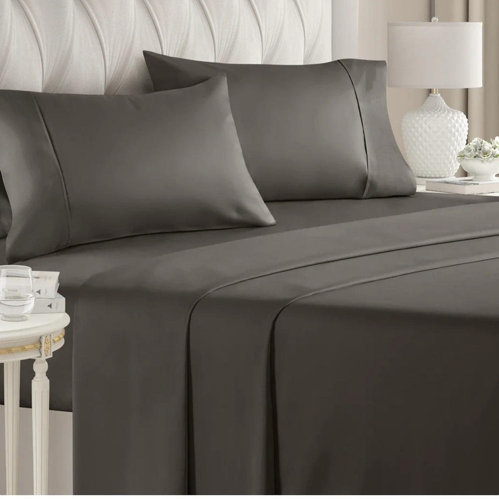 CGK Unlimited 4 Piece Luxury FULL Size Sheet Set. Dark Grey. Deep Pockets. NEW!!